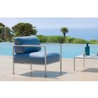 Fotel ogrodowy z podłokietnikami z tkaniny i metalu Made in Italy - Cola Viadurini