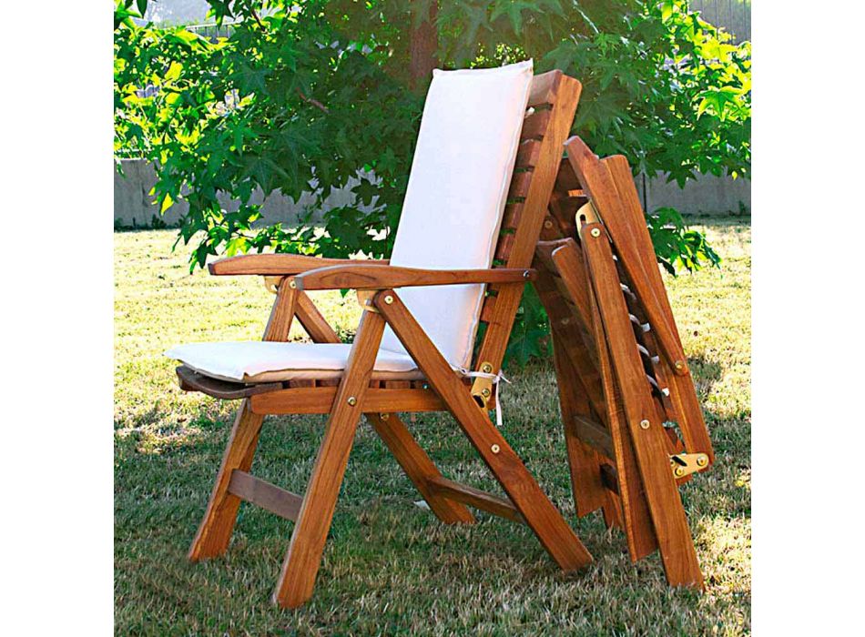 Składany fotel ogrodowy z drewna tekowego Viadurini