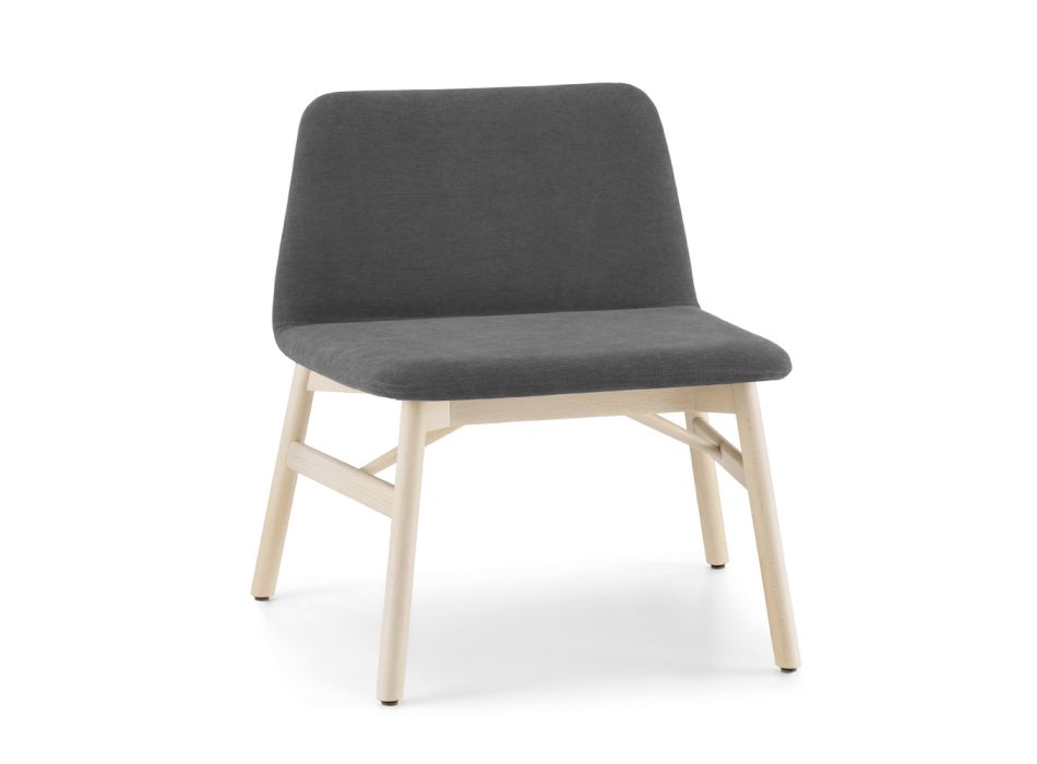 Elegancki fotel z tkaniny lub aksamitu z podstawą z drewna bukowego Made in Italy - Molde Viadurini