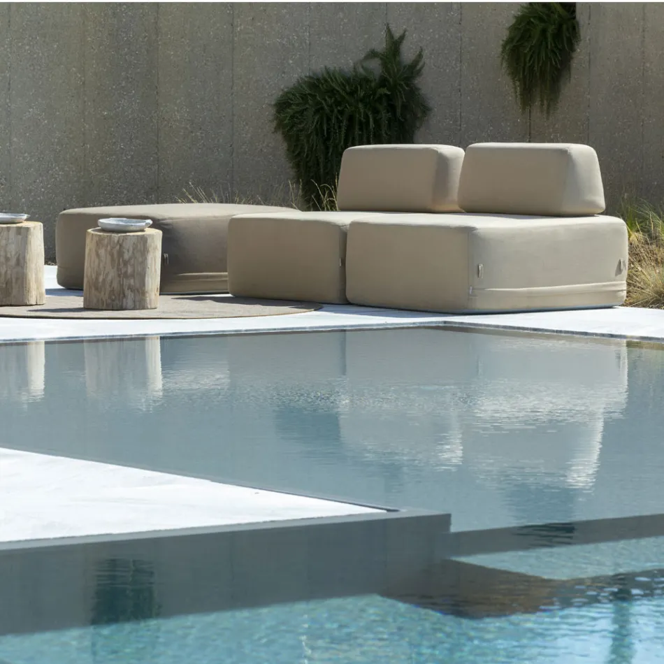 Kwadratowy fotel ogrodowy pokryty tkaniną Made in Italy - Lilium Viadurini