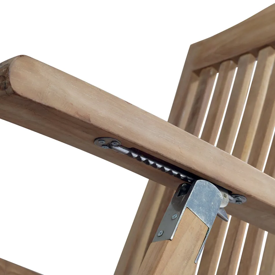 Rozkładany fotel ogrodowy wykonany z drewna tekowego - jadeit Viadurini