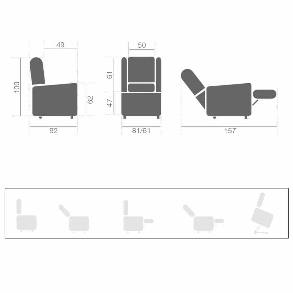 Rozkładany fotel Lift Relax z 2 silnikami na kółkach Made in Italy - Isabelle Viadurini