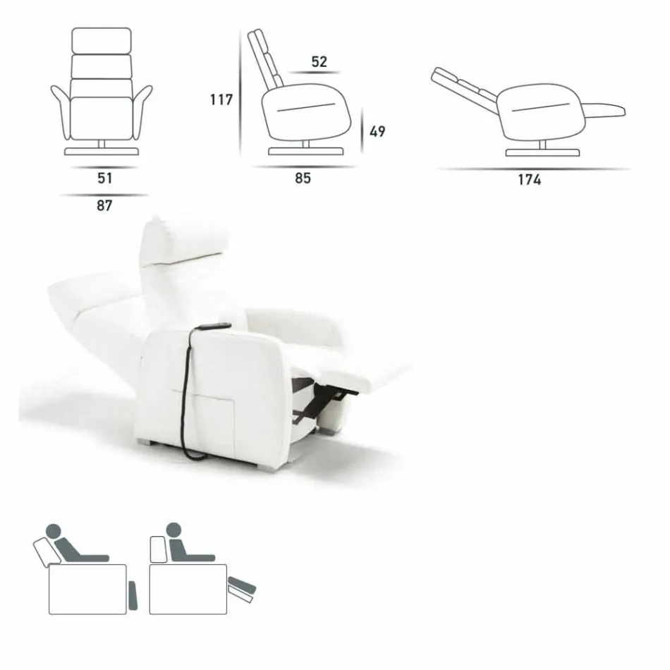Fotel obrotowy Bluma z tapicerką z tkaniny / skóry / imitacji skóry Viadurini