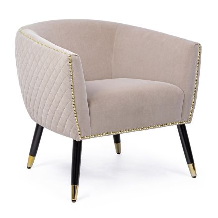 Fotel wypoczynkowy z efektem drewna kauczukowego i aksamitu Elegancki design - Catty Viadurini