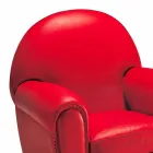 Fotel do salonu pokryty skórą z drewnianymi stopami Made in Italy - Pegolo Viadurini