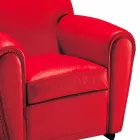 Fotel do salonu pokryty skórą z drewnianymi stopami Made in Italy - Pegolo Viadurini