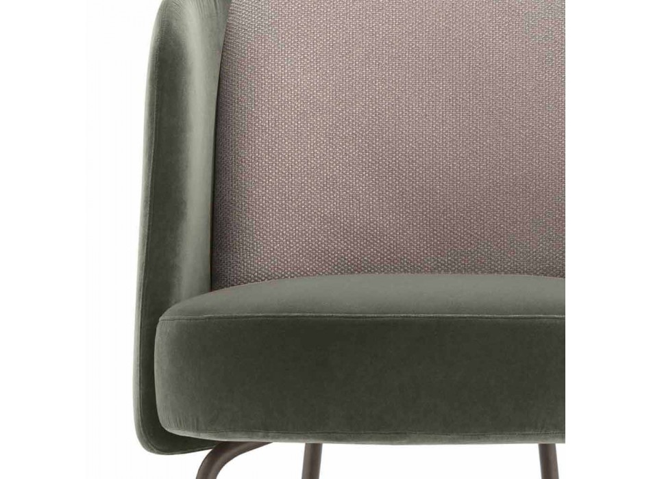 Fotel do salonu obity tkaniną z metalową podstawą Made in Italy - Ribes Viadurini