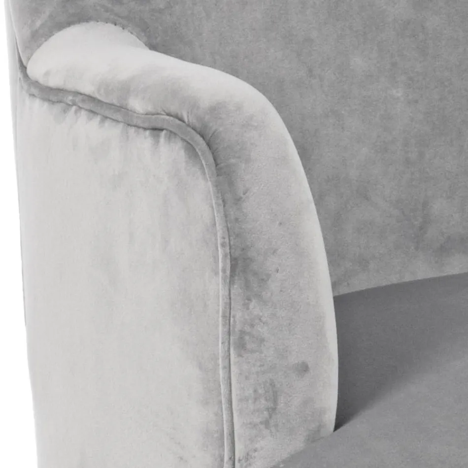 Fotel do salonu w stylu skandynawskim z efektem drewna i aksamitu - Cinzio Viadurini