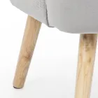 Fotel do salonu w stylu skandynawskim z efektem drewna i aksamitu - Cinzio Viadurini