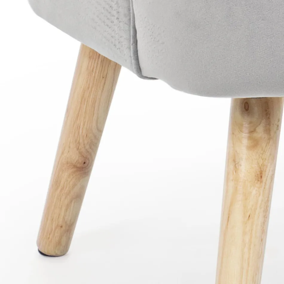 Fotel do salonu w stylu skandynawskim z efektem drewna i aksamitu - Cinzio Viadurini
