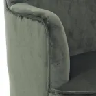 Fotel do salonu w stylu skandynawskim z efektem drewna i aksamitu - Cinzio Viadurini