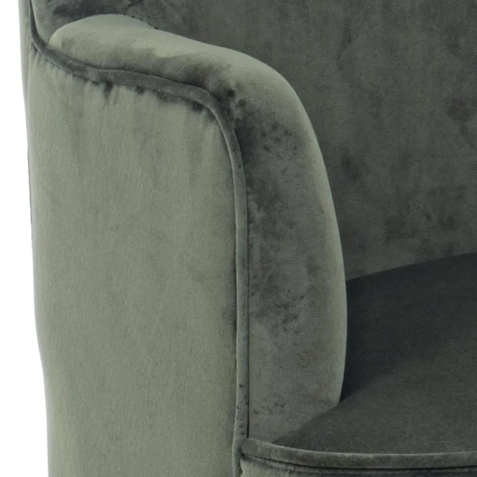 Fotel do salonu w stylu skandynawskim z efektem drewna i aksamitu - Cinzio Viadurini