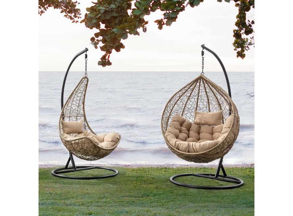 Luksusowy stalowy fotel wiszący ogrodowy do użytku na zewnątrz - Spuma Viadurini