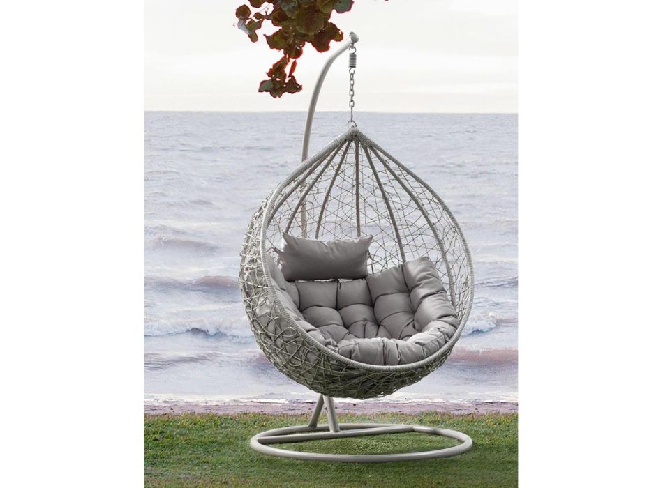 Luksusowy stalowy fotel wiszący ogrodowy do użytku na zewnątrz - Spuma Viadurini