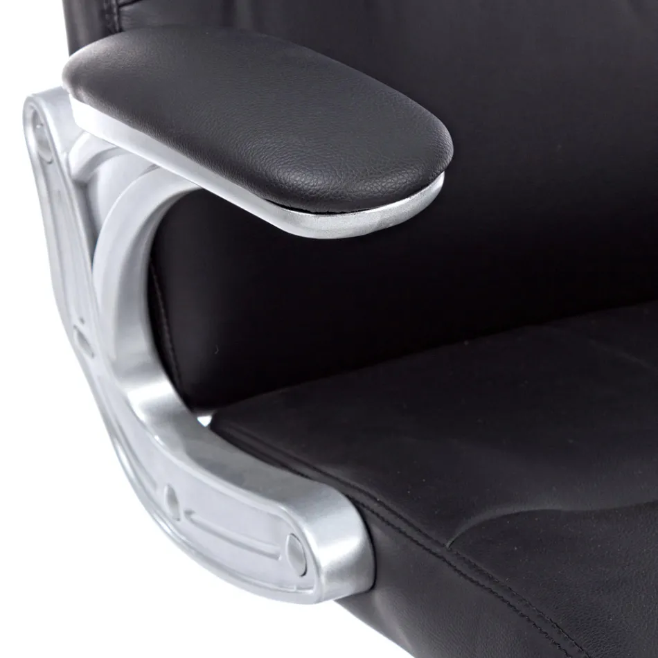 Ergonomiczne krzesło biurowe ze stali i czarnej lub brązowej skóry ekologicznej - Matilda Viadurini