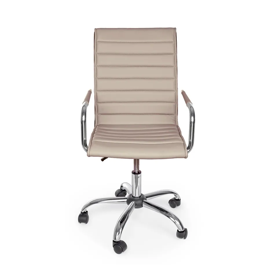 Ergonomiczny fotel biurowy z podłokietnikami ze stali i imitacji skóry - Mantica Viadurini
