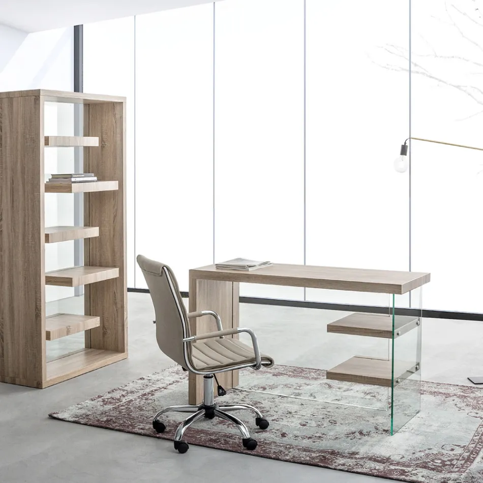 Ergonomiczny fotel biurowy z podłokietnikami ze stali i imitacji skóry - Mantica Viadurini