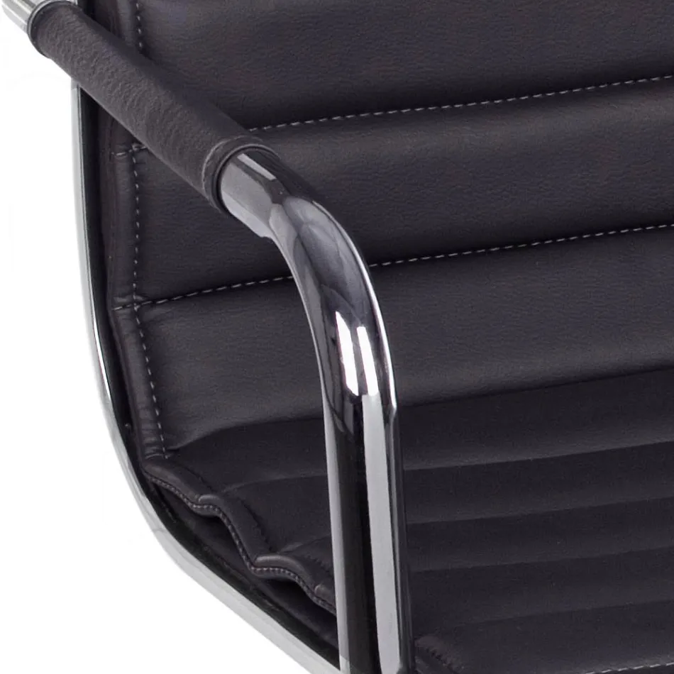 Ergonomiczny fotel biurowy z podłokietnikami ze stali i imitacji skóry - Mantica Viadurini