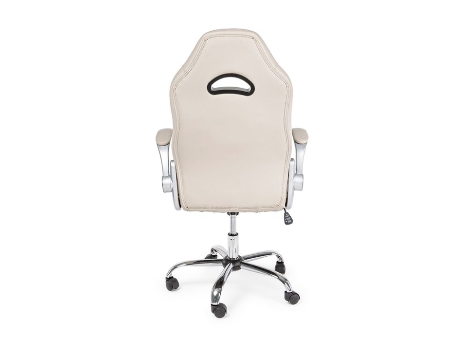 Ergonomiczny fotel biurowy ze stali i imitacji skóry i podłokietniki - Verdiana Viadurini