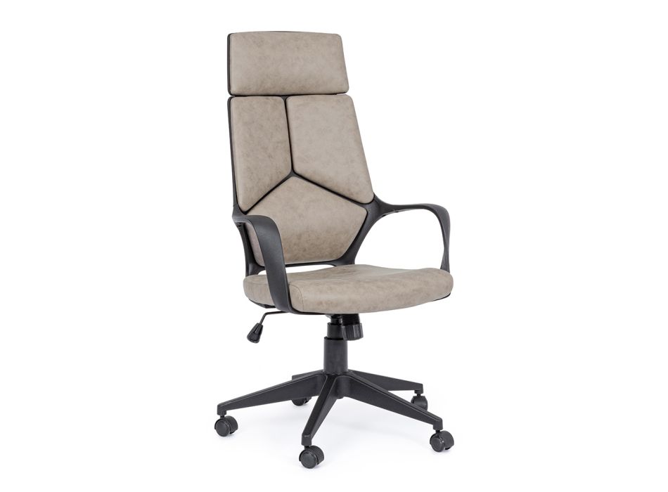 Obrotowy fotel biurowy z wysokim oparciem z nylonu i poliestru - Raemon Viadurini
