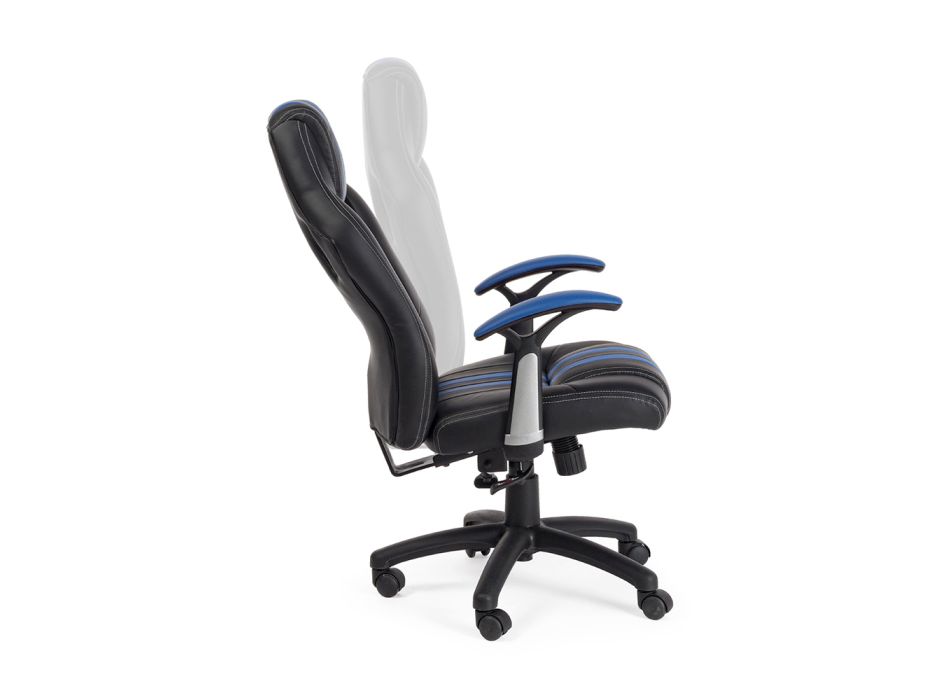 Obrotowy rozkładany fotel biurowy z ekoskóry i nylonu 2 kolory - Saronno Viadurini