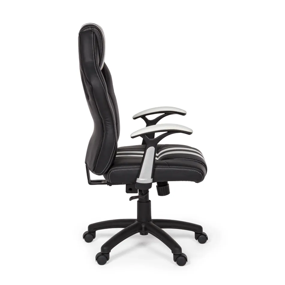 Obrotowy rozkładany fotel biurowy z ekoskóry i nylonu 2 kolory - Saronno Viadurini