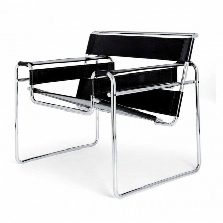 Skórzany fotel biurowy z chromowaną stalową konstrukcją Made in Italy - Cefeo Viadurini