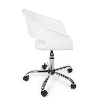 Biały plastikowy regulowany fotel biurowy i poduszka z ekoskóry - Benfit
