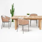 Fotel ogrodowy z aluminium i ręcznie tkanej tkaniny Olefil - Reda Viadurini