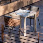 Fotel ogrodowy z aluminium i ręcznie tkanej tkaniny Olefil - Reda Viadurini