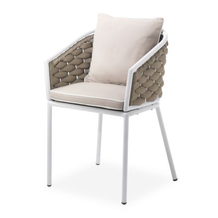 Fotel ogrodowy z aluminium i ręcznie tkanej tkaniny Olefil - Reda Viadurini