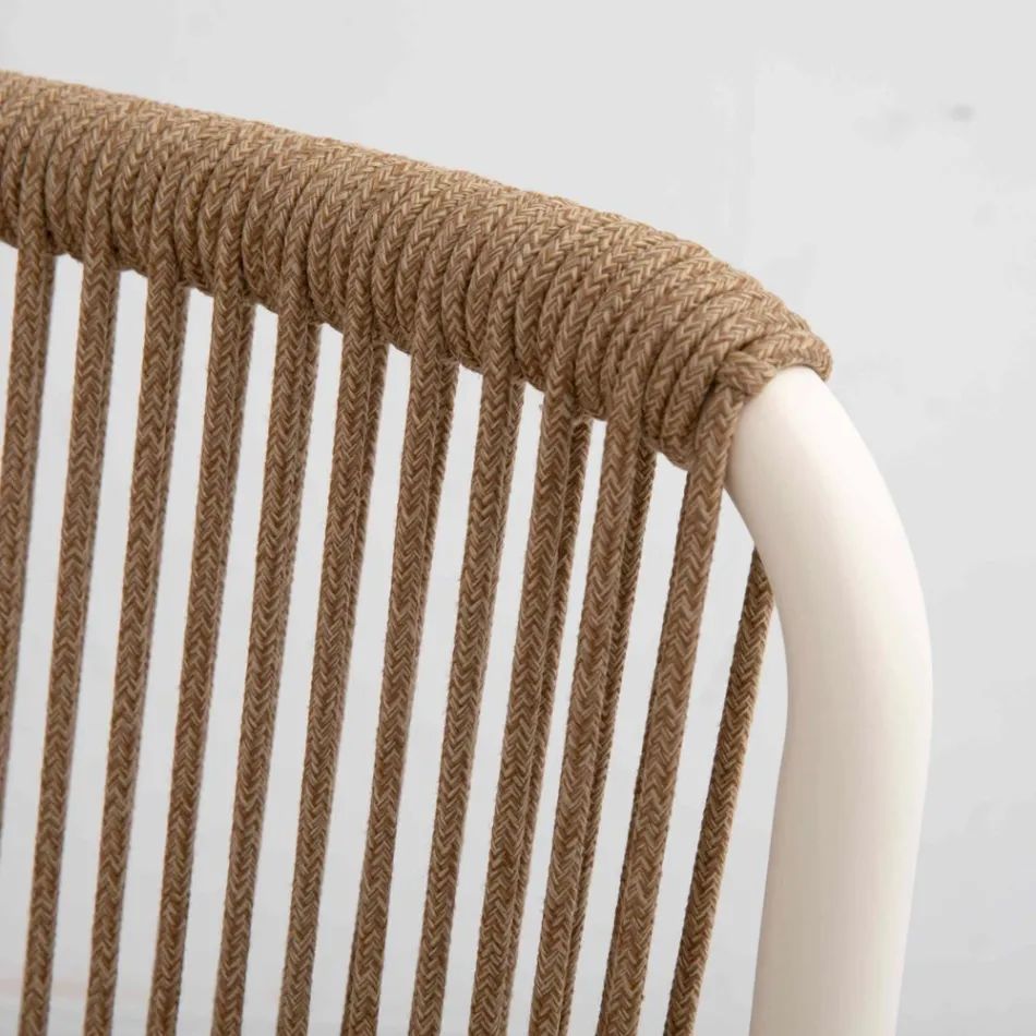 Fotel zewnętrzny wykonany z beżowego aluminium i liny Terra Rope - Luxe Viadurini