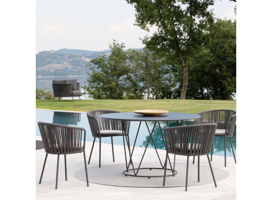Fotel ogrodowy ze stali i liny Made in Italy 2 sztuki - Bronn Viadurini