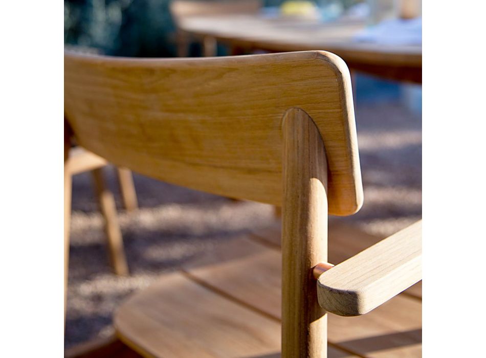 Fotel ogrodowy z drewna tekowego Made in Italy - Liberato Viadurini