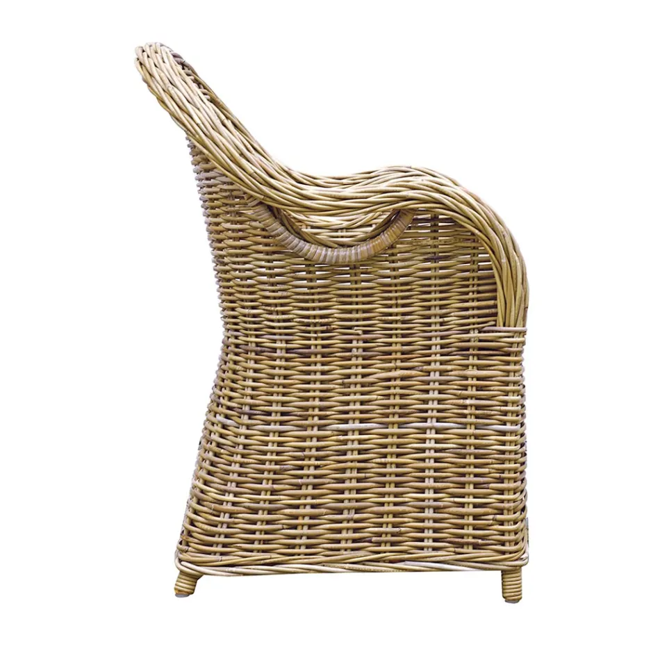 Fotel Ogrodowy Z Drewna i Włókna w Szarym Kubu - Lido Viadurini