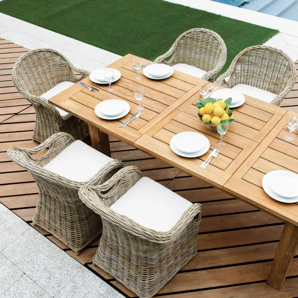 Fotel Ogrodowy Z Drewna i Włókna w Szarym Kubu - Lido Viadurini