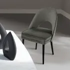 Fotel do salonu z różnych tkanin z drewnianą skorupą - Edgar Viadurini