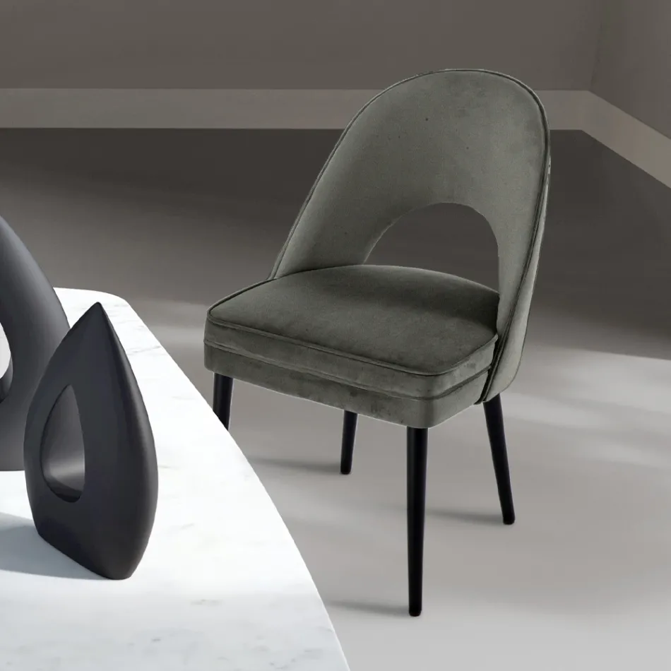 Fotel do salonu z różnych tkanin z drewnianą skorupą - Edgar Viadurini