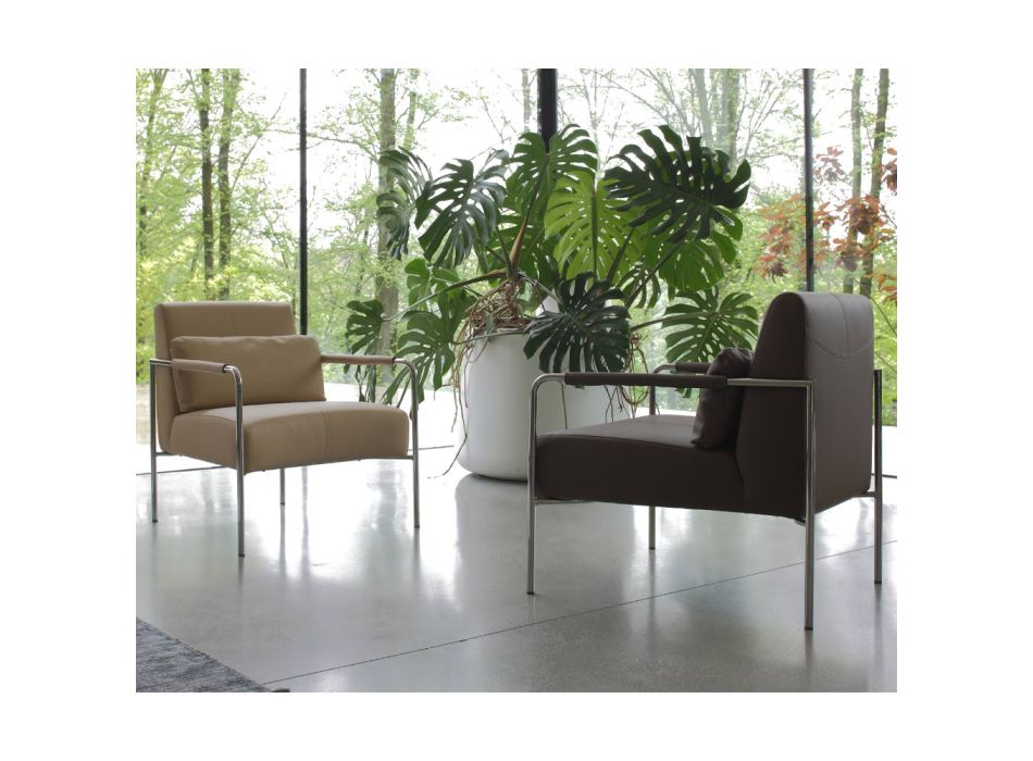 Fotel metalowy i siedzisko z ekoskóry Made in Italy - Mint Viadurini