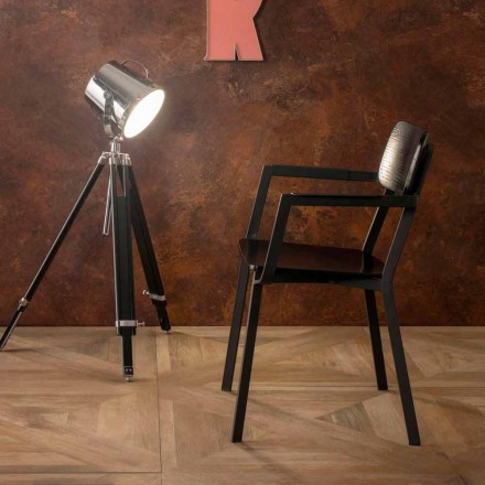 Nowoczesny design fotela z drewna i metalu, Elmas Viadurini