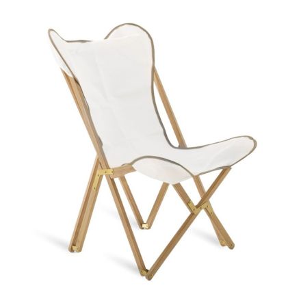 Składany fotel ogrodowy z drewna tekowego i różnych materiałów Made in Italy - Sleepy Viadurini
