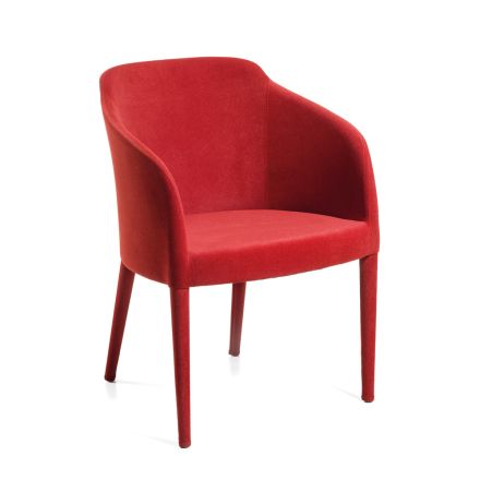 Fotel pokryty czerwoną tkaniną Made in Italy - Fuochi Viadurini