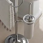 Podłogowy wieszak na ręczniki z zabytkowym mosiądzem i ceramiczną mydelniczką - Rouen Viadurini