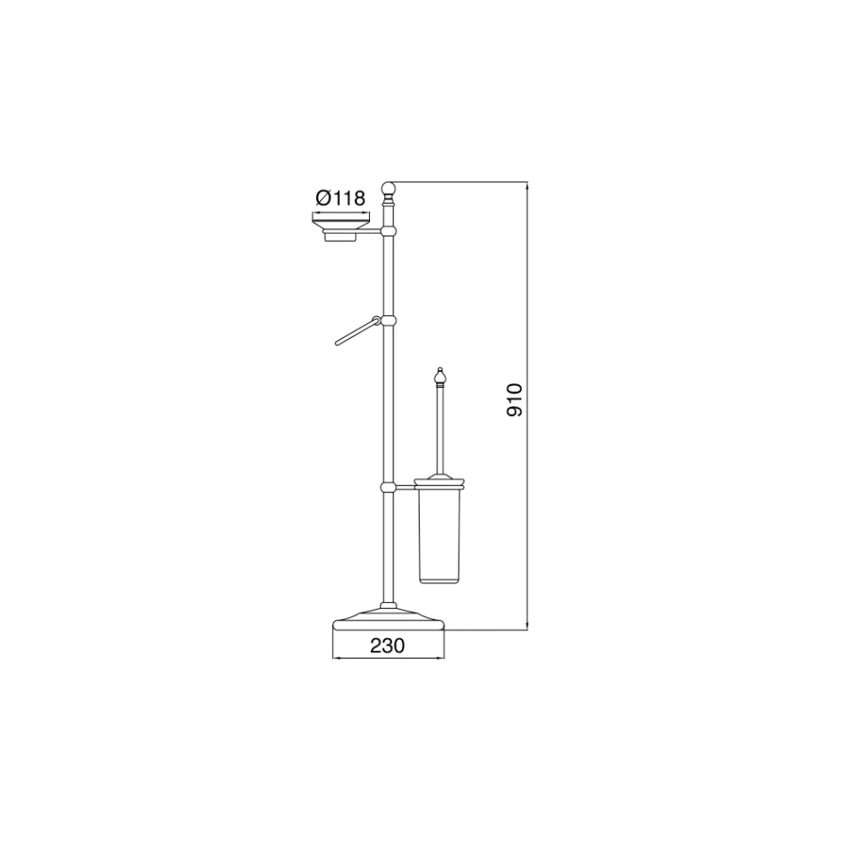 Podłogowy wieszak na ręczniki z zabytkowym mosiądzem i ceramiczną mydelniczką - Rouen Viadurini
