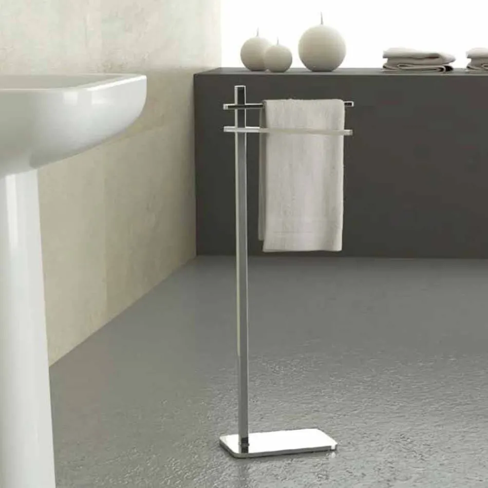 Nowoczesny wieszak na ręczniki z 2 żelaznymi ramionami Made in Italy - Cali Viadurini