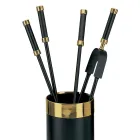 Uchwyt na narzędzia z 4 akcesoriami kominkowymi w zestawie Made in Italy - Snake Viadurini