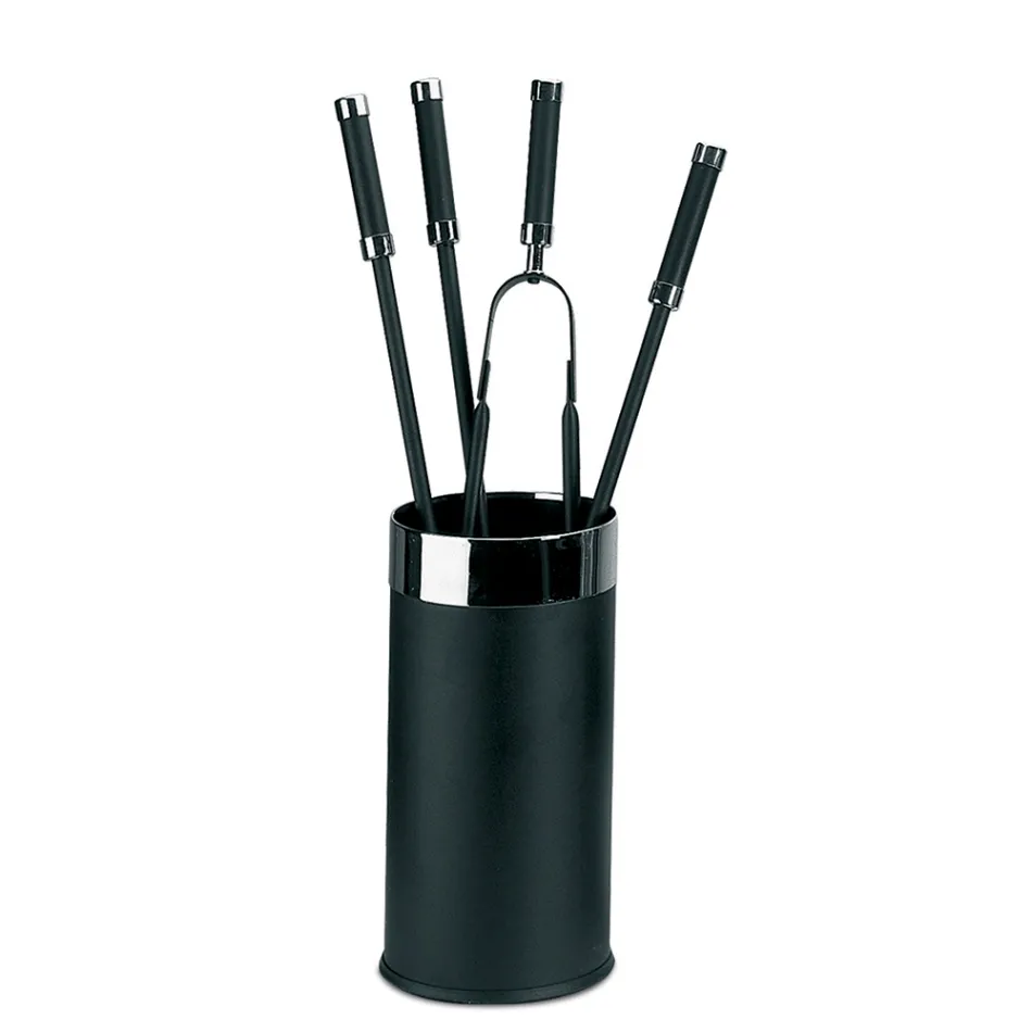 Uchwyt na narzędzia z 4 akcesoriami kominkowymi w zestawie Made in Italy - Snake Viadurini