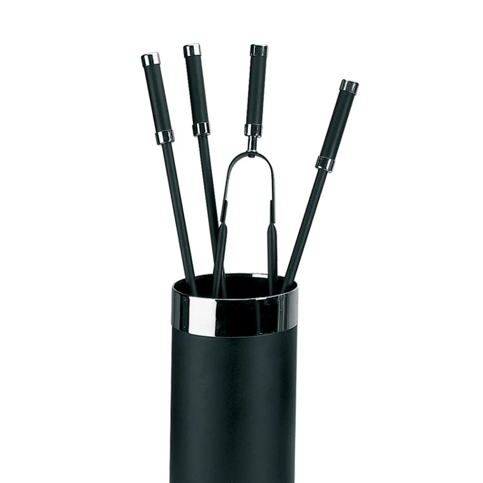 Uchwyt na narzędzia z 4 akcesoriami kominkowymi w zestawie Made in Italy - Snake Viadurini