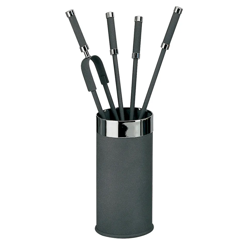 Uchwyt na narzędzia z 4 akcesoriami kominkowymi w zestawie Made in Italy - Snake Viadurini