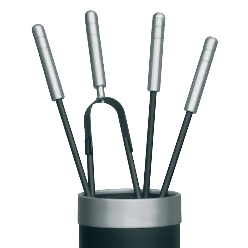 Uchwyt na narzędzia z 4 akcesoriami kominkowymi w zestawie Made in Italy - Snake Viadurini